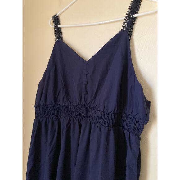 Shein Curve Women's Dress Size 4XL Dark Navy Blue Crochet Straps Sleeveless NWOT - Picture 3 of 8